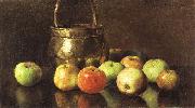 Otto Scholderer Stilleben mit Apfeln und Messingeimer painting